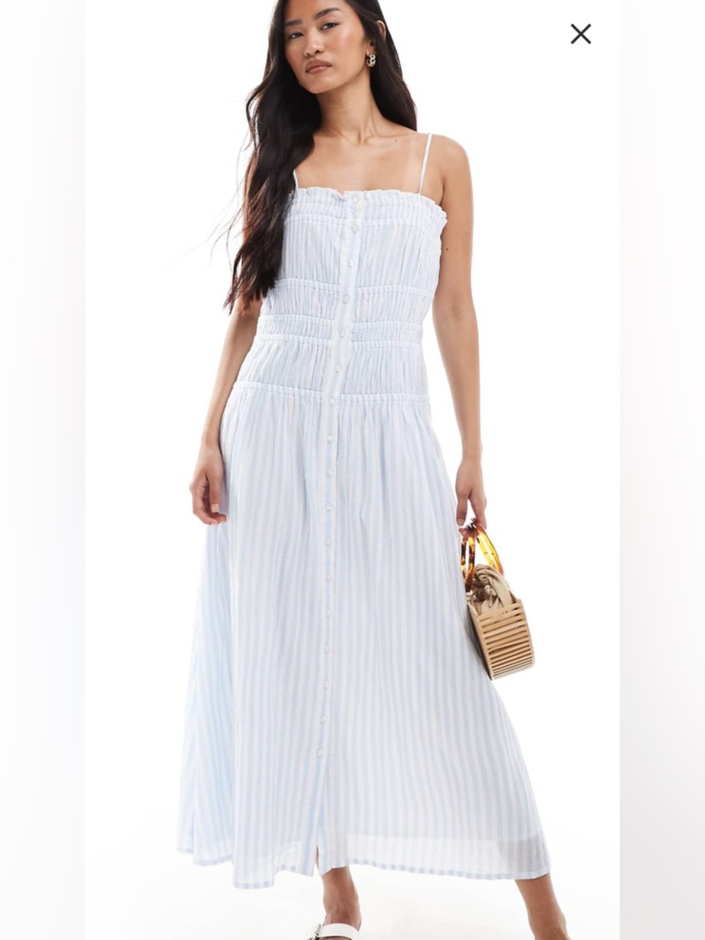 ASOS poplin shirred button up maxi dress